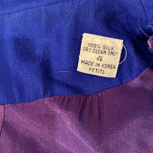 VTG Korean Cobalt-Blue Silk Double-Breasted Coat/Dress, EUC, 4P - Picture 6 of 16